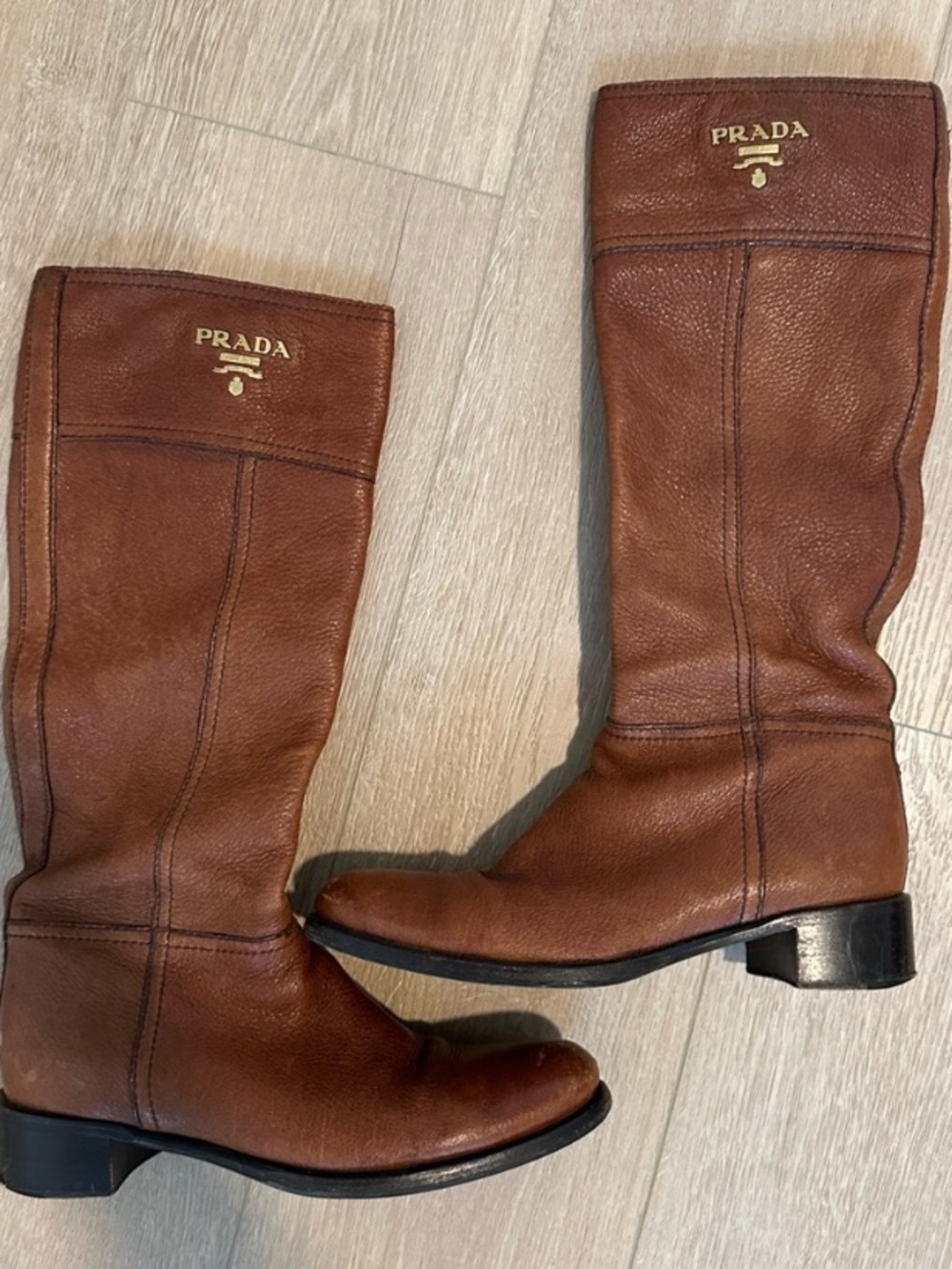 Prada Brown Leather Knee-High Boots